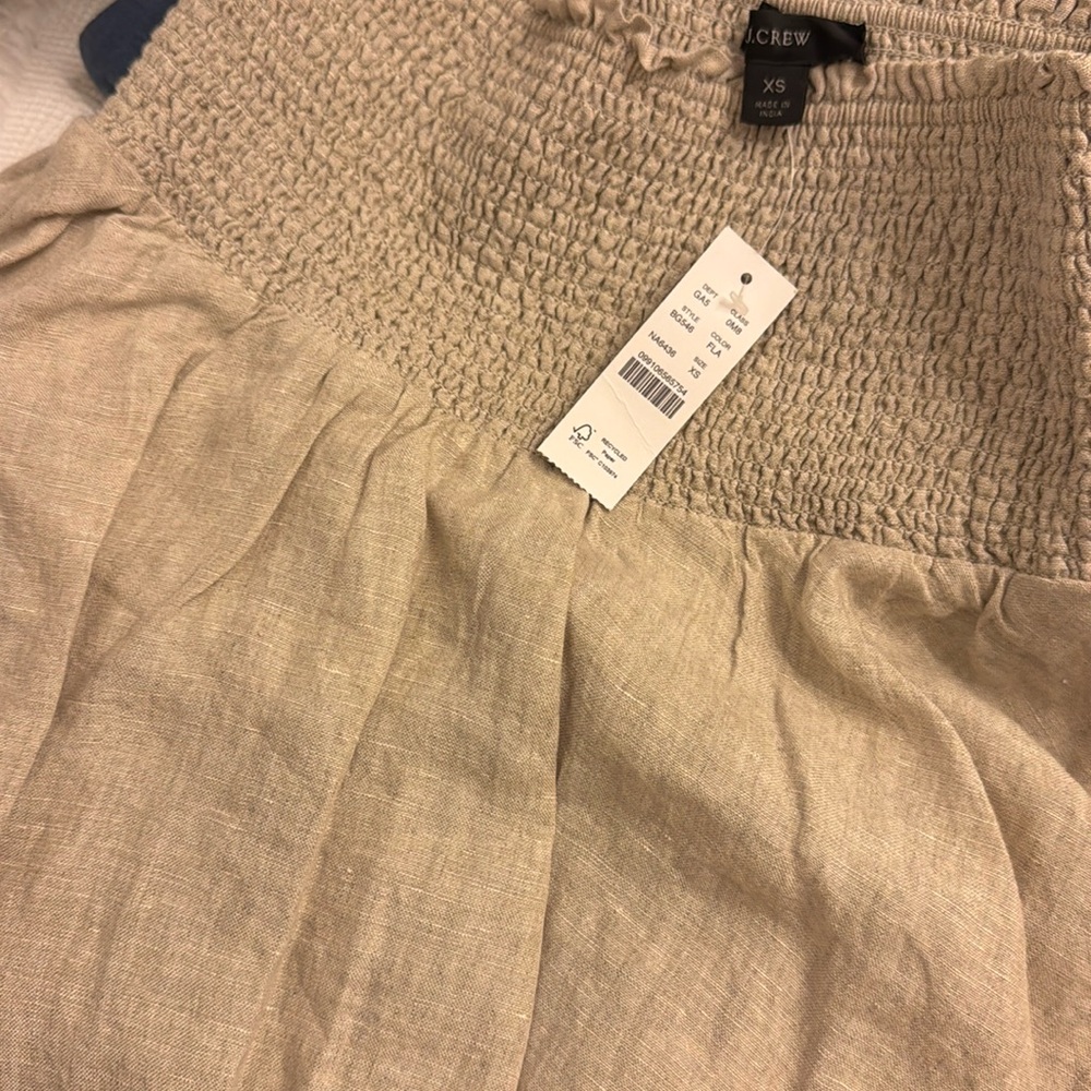 NWT J. Crew Smocked-waist linen mini skirt XS - Picture 2 of 5